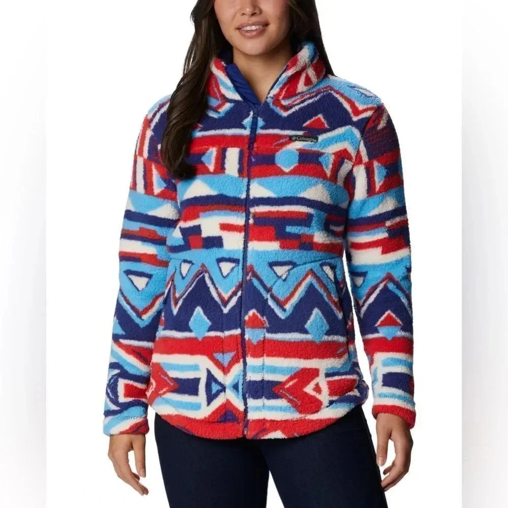 Columbia Women's West Bend Full Zip Fleece Jacket - Red Lily Print NWT